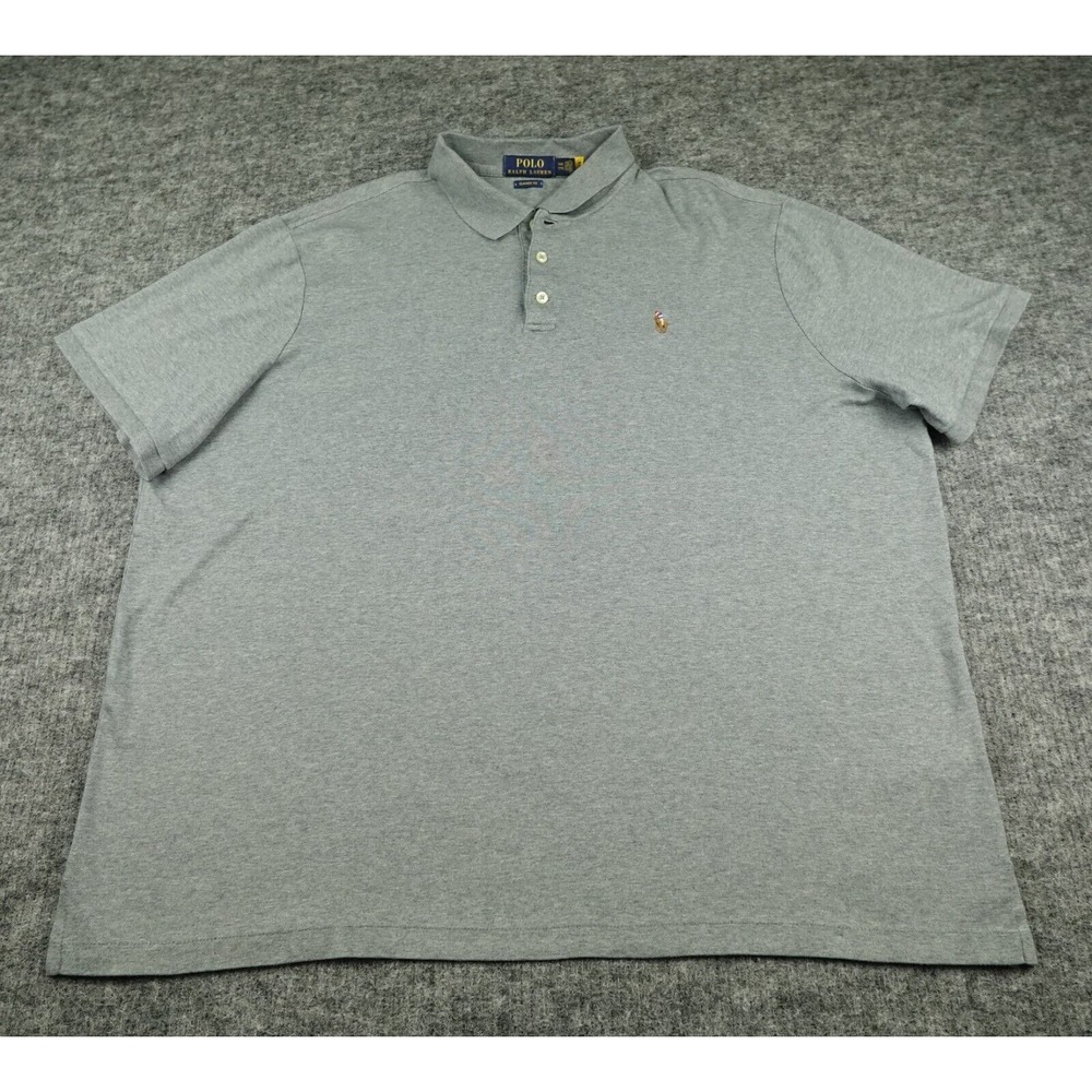 Polo Ralph Lauren Polo Shirt Mens 2XL Gray Heather Sof Cotton Classic Fit Casual